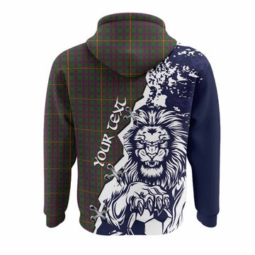 Hall Tartan Scottish Hoodie Angry Lion With Soccer Ball Style