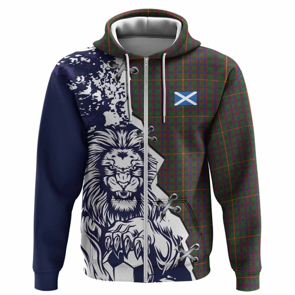 Hall Tartan Scottish Hoodie Angry Lion With Soccer Ball Style