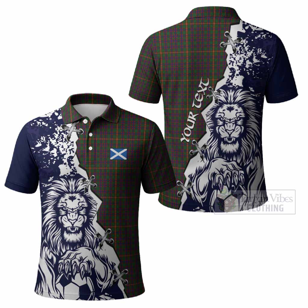 Hall Tartan Scottish Polo Shirt Angry Lion With Soccer Ball Style