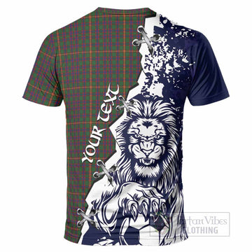 Hall Tartan Scottish T-Shirt Angry Lion With Soccer Ball Style