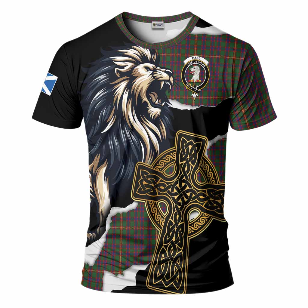 Hall Tartan Scottish T-Shirt Lion Celtic Heritage