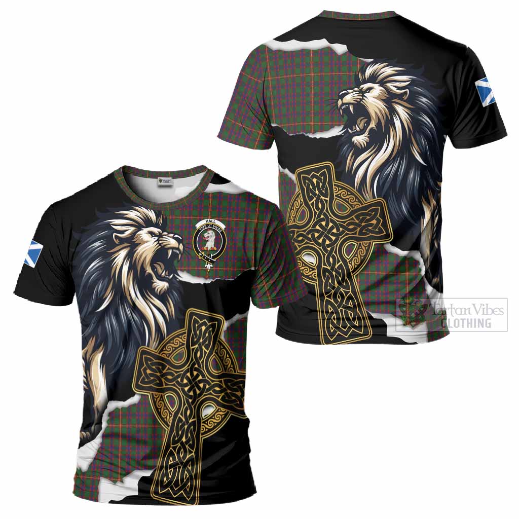 Hall Tartan Scottish T-Shirt Lion Celtic Heritage