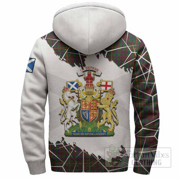 Hall Tartan Sherpa Hoodie with Family Crest and Lion Rampant Grunge Style