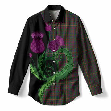 Hall Tartan Women Casual Shirt Traditional Scottish Thistle