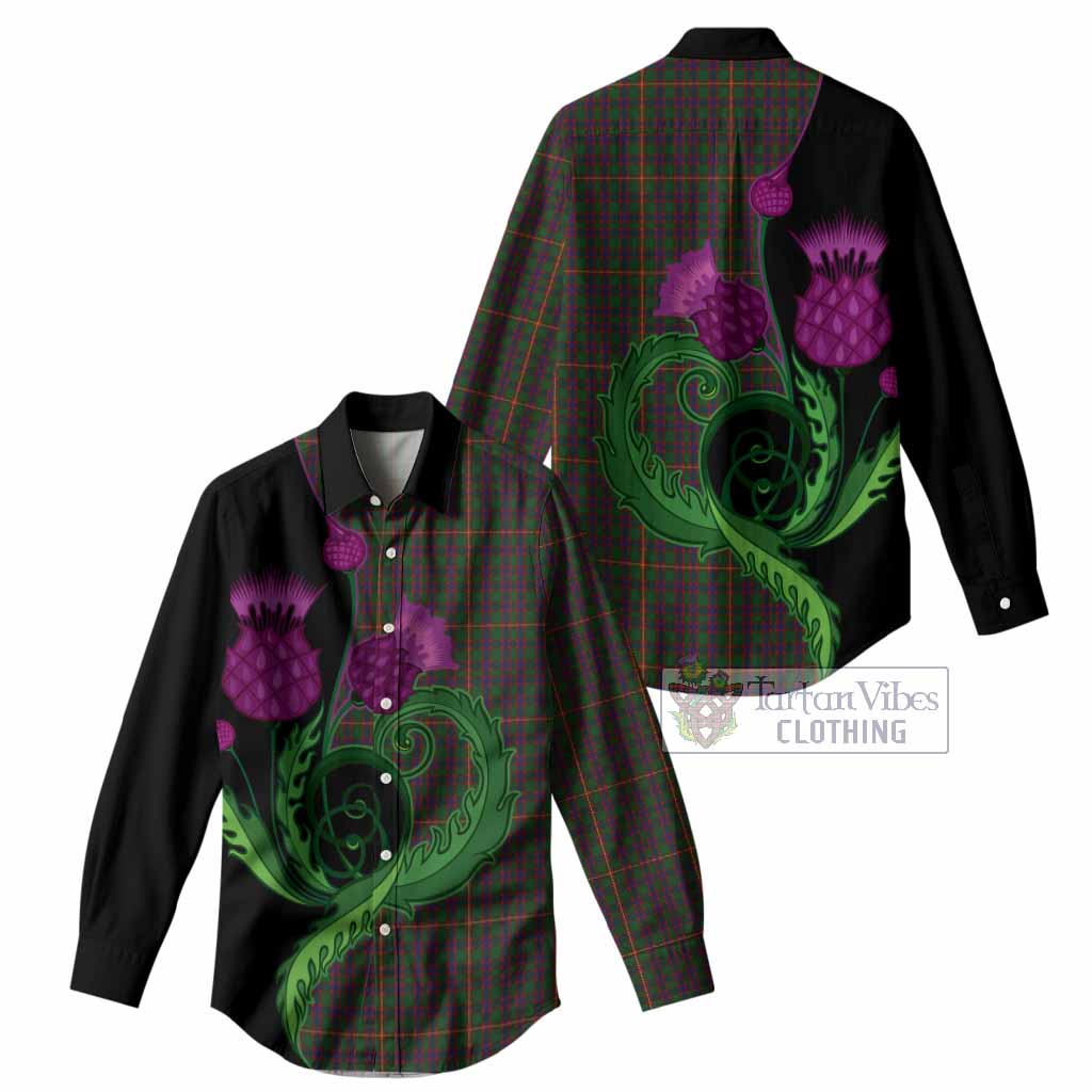 Hall Tartan Women Casual Shirt Traditional Scottish Thistle