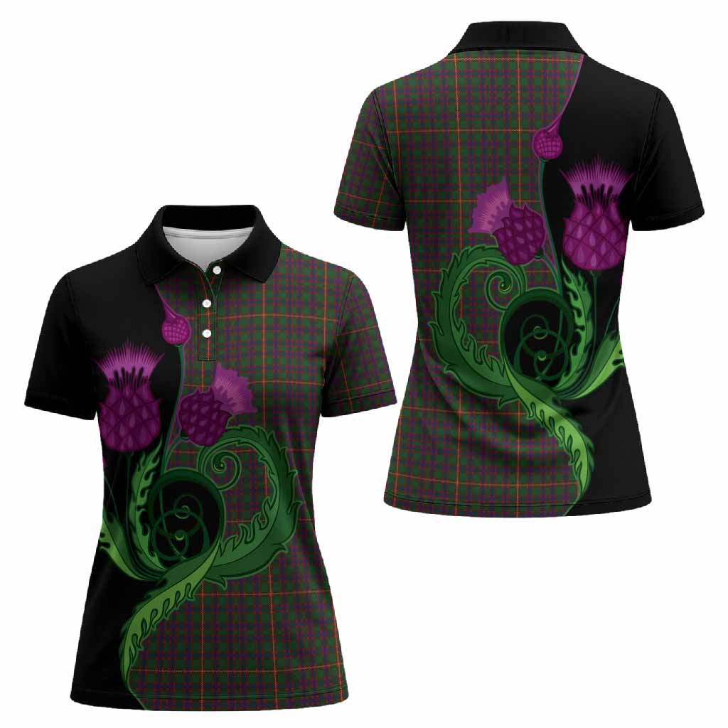 Hall Tartan Women Polo Shirt Traditional Scottish Thistle
