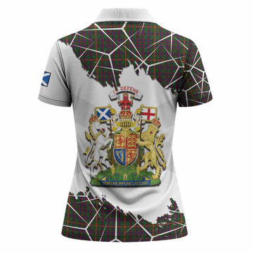 Hall Tartan Women Polo Shirt with Family Crest and Lion Rampant Grunge Style