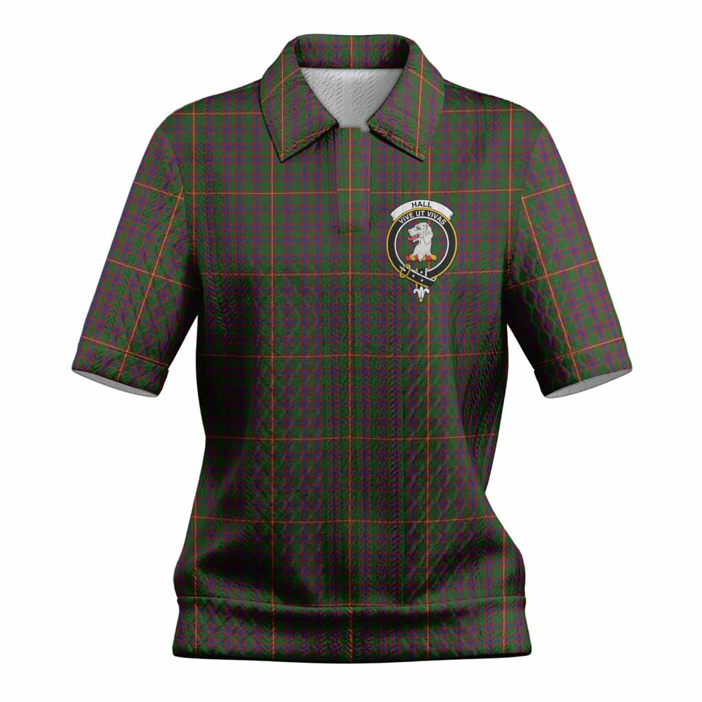 Hall Tartan Women’s Polo Sweater Top with Family Crest