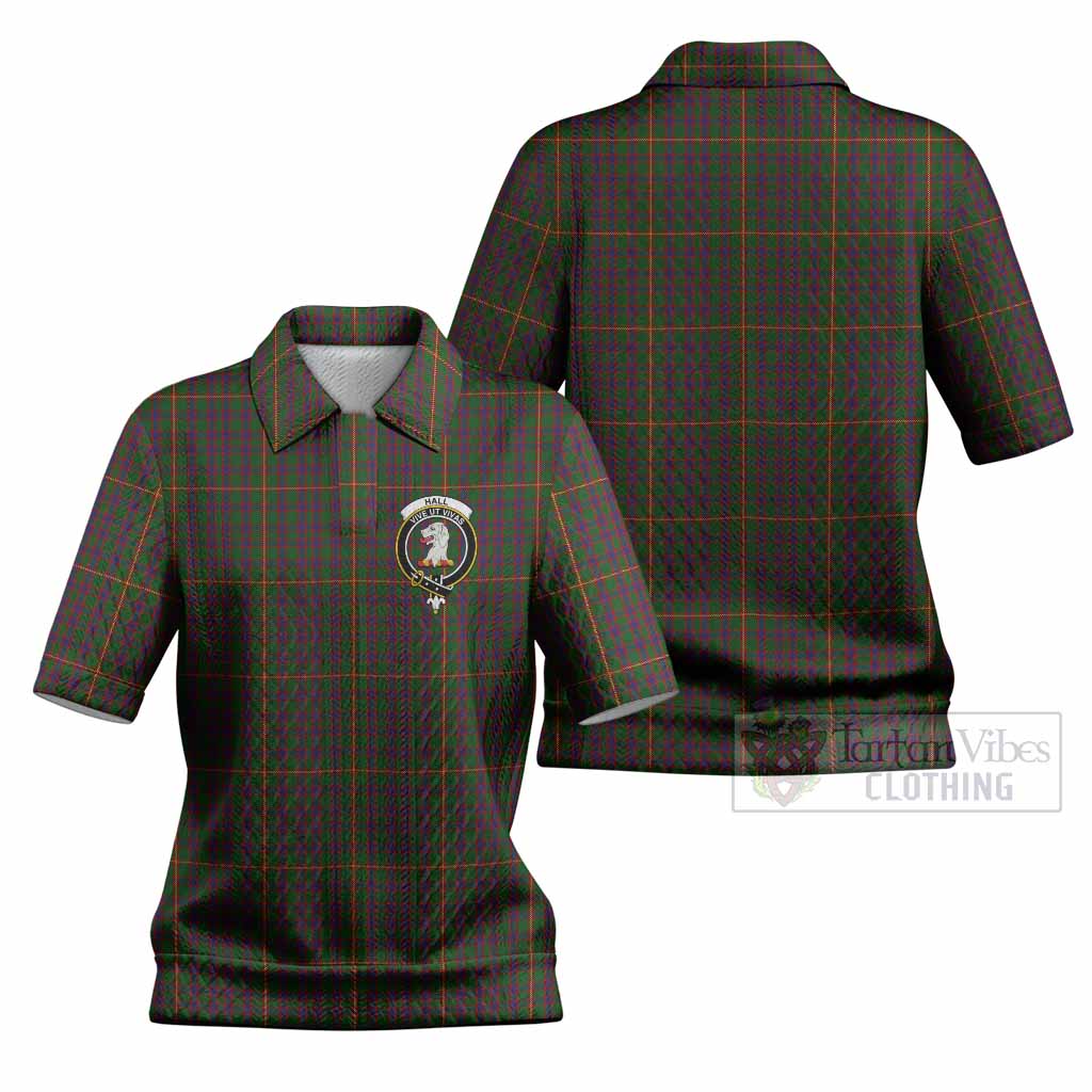 Hall Tartan Women’s Polo Sweater Top with Family Crest