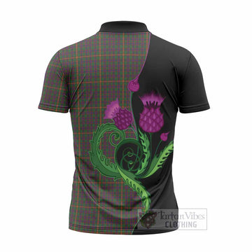 Hall Tartan Zipper Polo Shirt Traditional Scottish Thistle