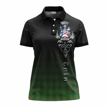 Halligan Irish Clan Women's Polo Shirt with Coat of Arms Erin Go Bragh Celtic Inspired