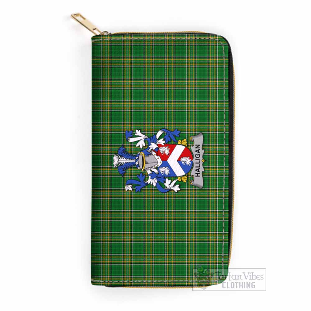 Halligan Irish Clan Tartan Women's Leather Wallet with Coat of Arms One Size 19.7*10.5*3.5 cm - Tartan Vibes Clothing