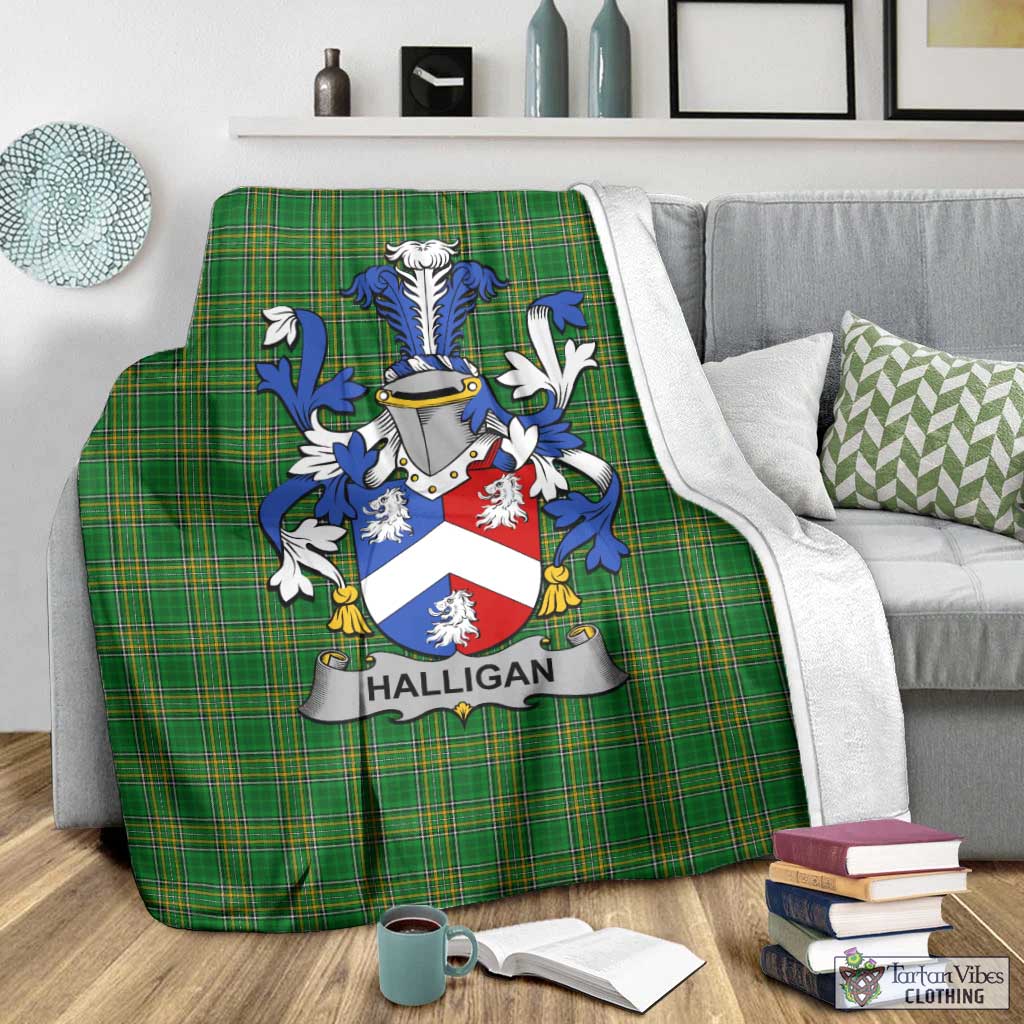 Halligan Irish Clan Tartan Blanket with Coat of Arms - Tartan Vibes Clothing
