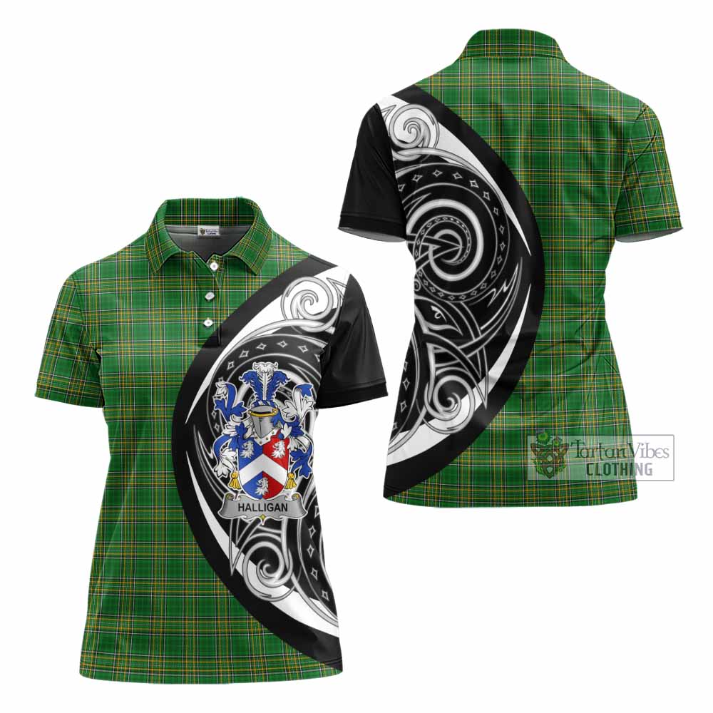 Tartan Vibes Clothing Halligan Irish Clan Women's Polo Shirt Celtic Circle Style