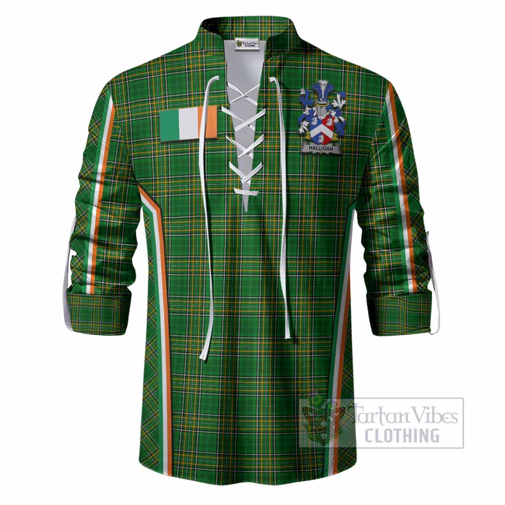 Halligan Irish Clan Coat of Arm Tartan Ghillie Shirt Flag Style