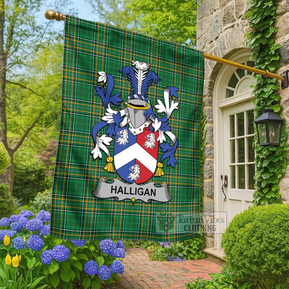 Halligan Irish Clan Tartan Flag with Coat of Arms
