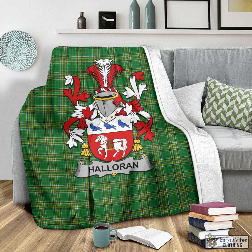 Halloran Irish Clan Tartan Blanket with Coat of Arms - Tartan Vibes Clothing
