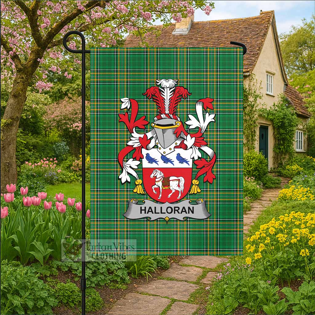 Halloran Irish Clan Tartan Flag with Coat of Arms