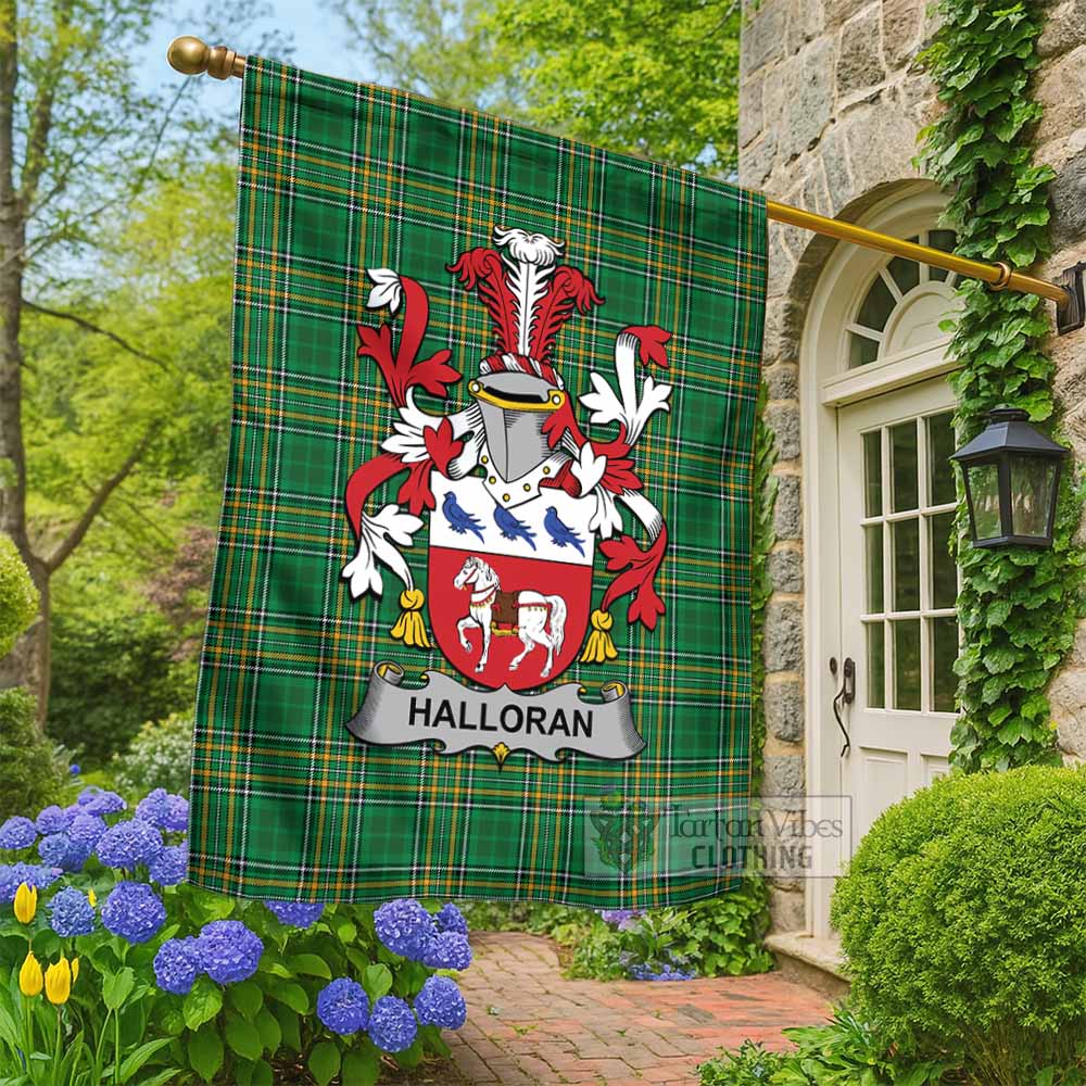 Halloran Irish Clan Tartan Flag with Coat of Arms