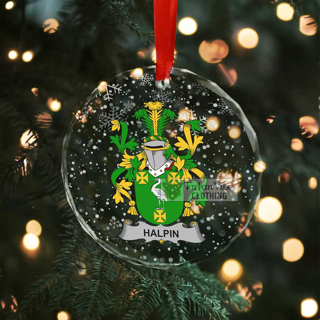 Tartan Vibes Clothing Halpin Irish Clan Christmas Glass Ornament with Coat of Arms