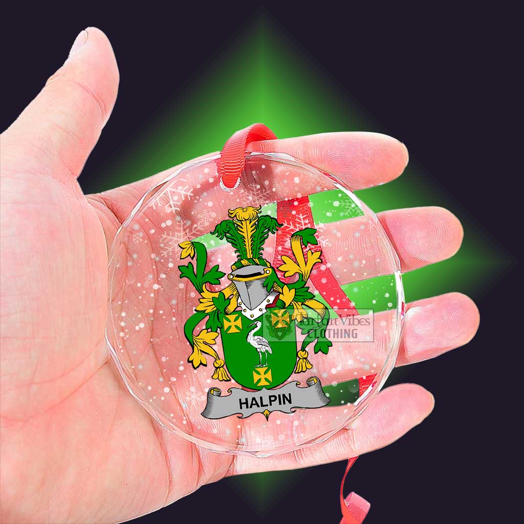 Tartan Vibes Clothing Halpin Irish Clan Christmas Glass Ornament with Coat of Arms