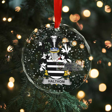 Halthom Irish Clan Christmas Glass Ornament with Coat of Arms