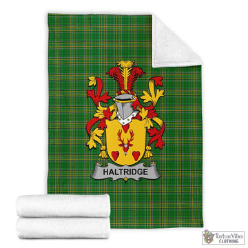 Tartan Vibes Clothing Haltridge Irish Clan Tartan Blanket with Coat of Arms