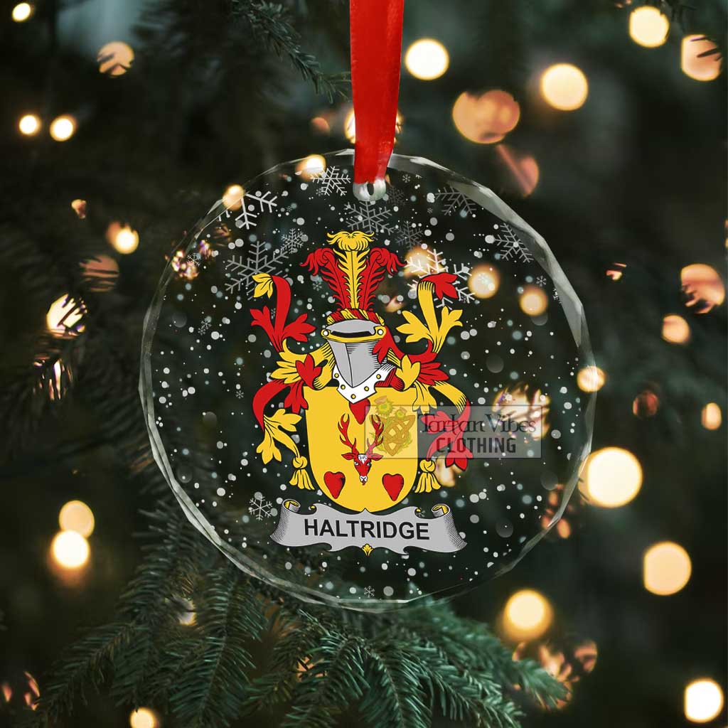 Tartan Vibes Clothing Haltridge Irish Clan Christmas Glass Ornament with Coat of Arms