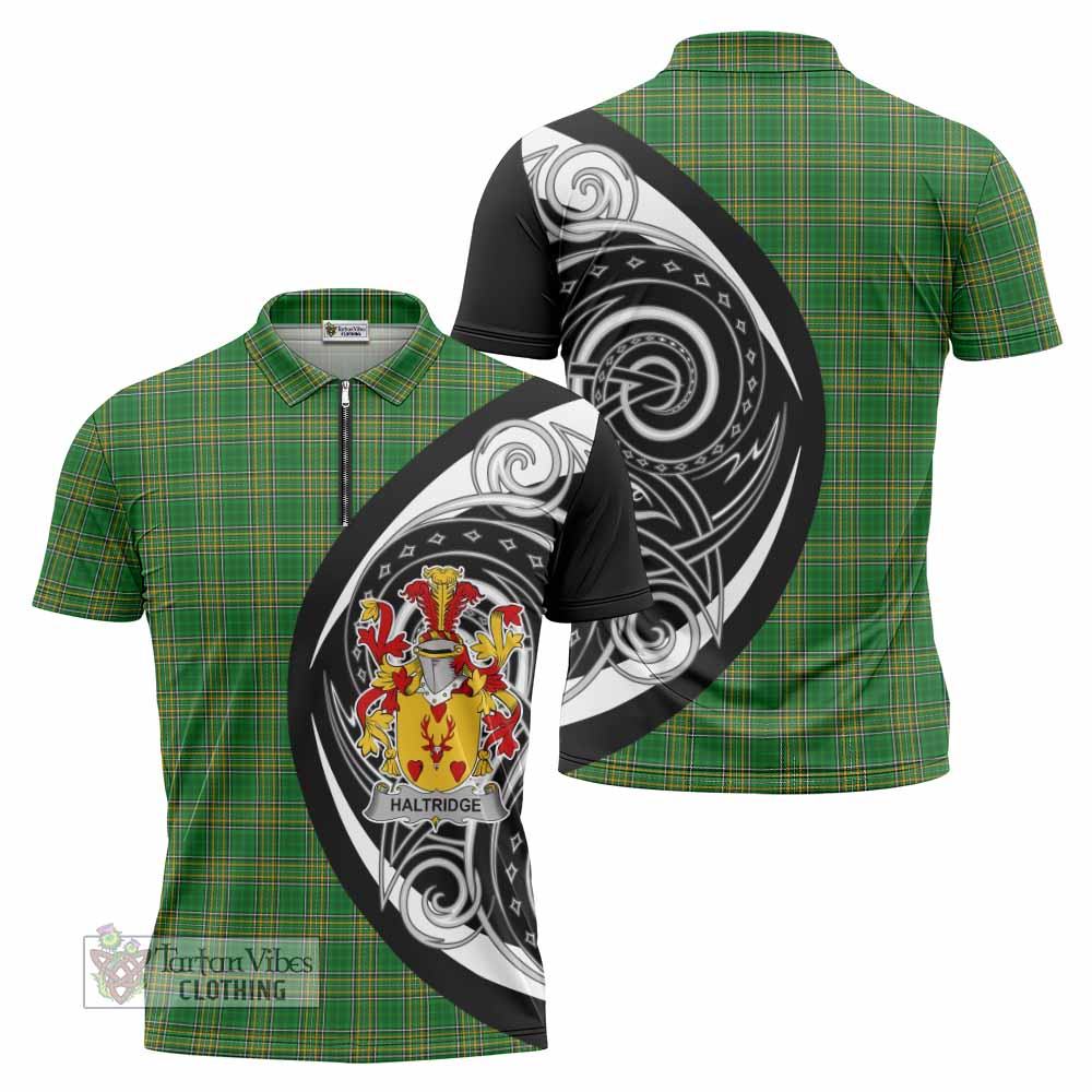 Tartan Vibes Clothing Haltridge Irish Clan Zipper Polo Shirt Celtic Circle Style