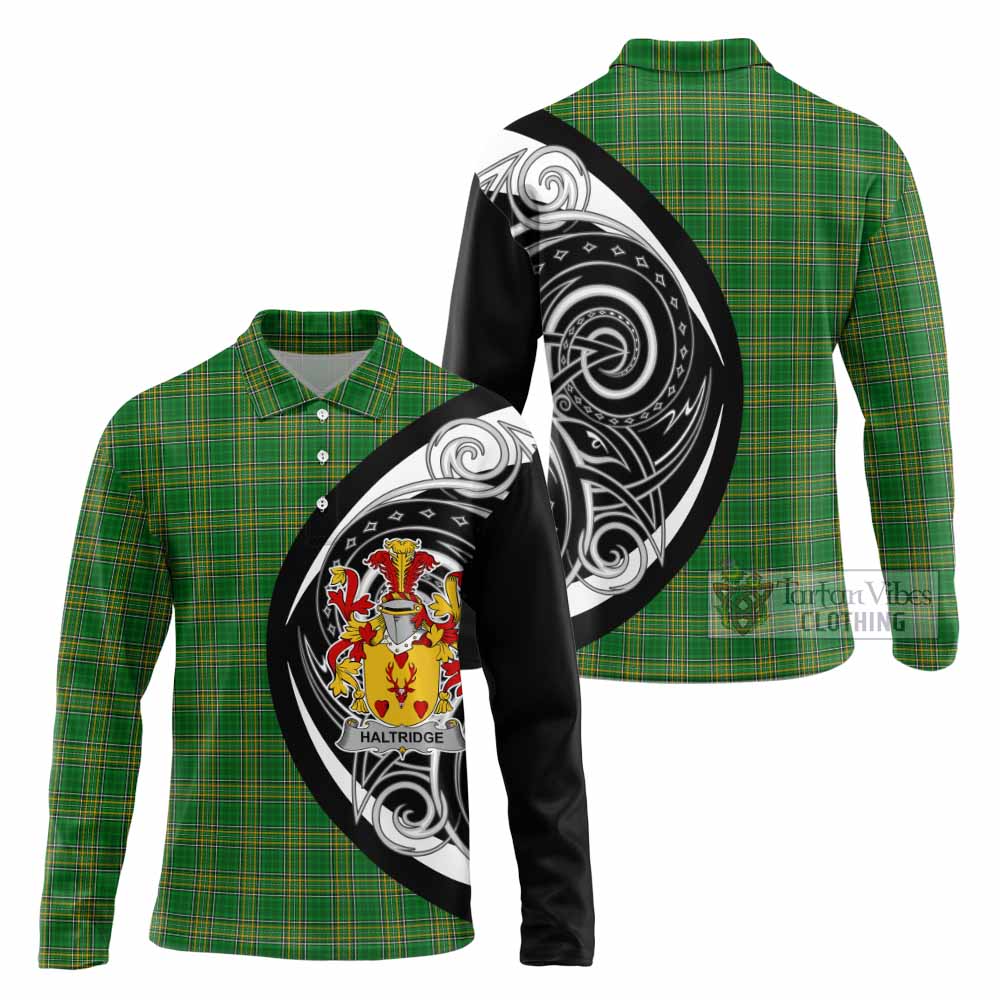 Tartan Vibes Clothing Haltridge Irish Clan Long Sleeve Polo Shirt Celtic Circle Style
