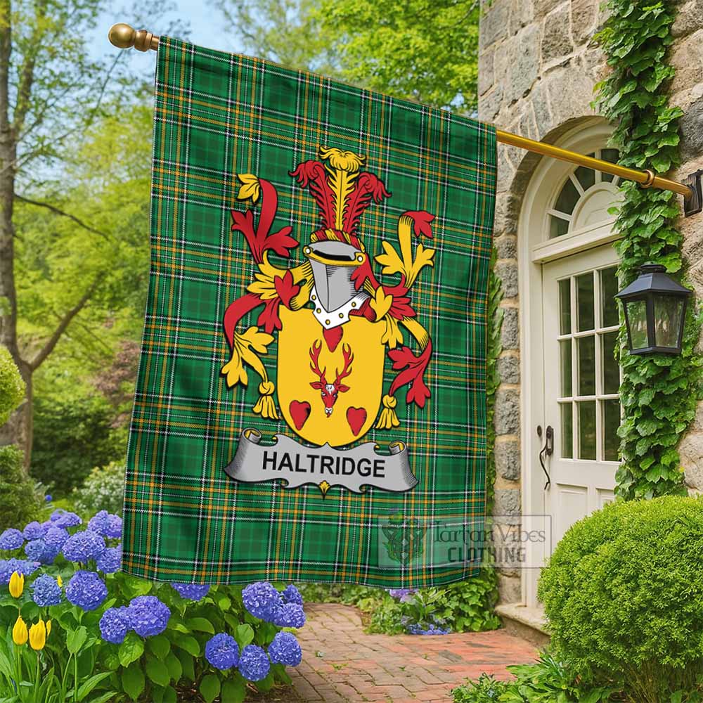 Haltridge Irish Clan Tartan Flag with Coat of Arms
