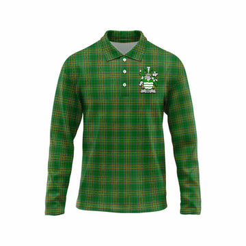 Haly Irish Clan Tartan Long Sleeve Polo Shirt with Coat of Arms Unisex - Tartan Vibes Clothing
