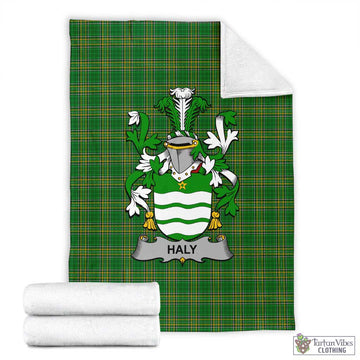 Tartan Vibes Clothing Haly Irish Clan Tartan Blanket with Coat of Arms
