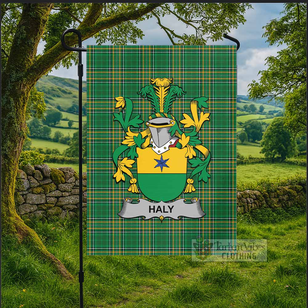 Haly O'Haly Irish Clan Tartan Flag with Coat of Arms
