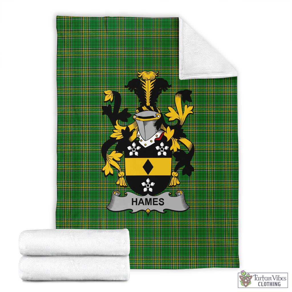 Hames Irish Clan Tartan Blanket with Coat of Arms X-Large 59 x 79 inches 150 x 200 cm - Tartan Vibes Clothing
