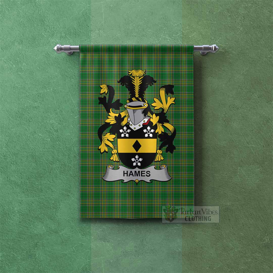 Hames Irish Clan Tartan Gonfalon, Tartan Banner with Coat of Arms Rectangle - Tartan Vibes Clothing