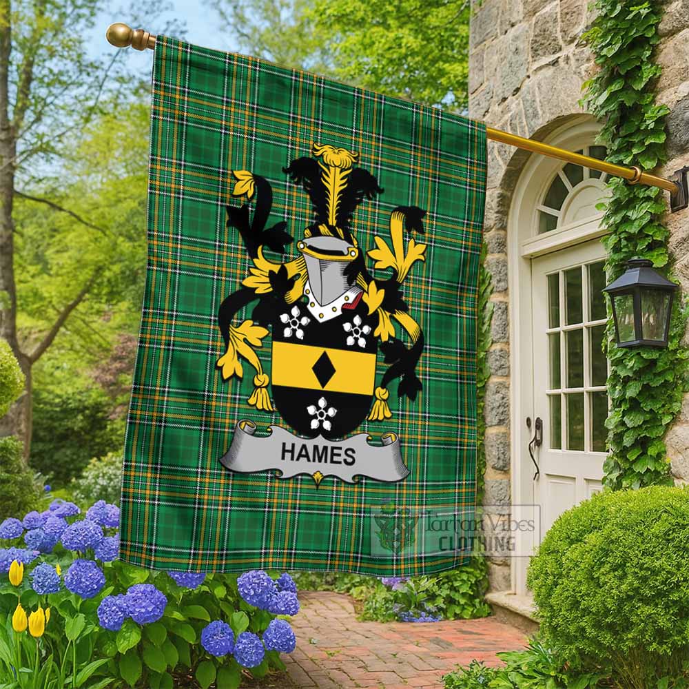 Hames Irish Clan Tartan Flag with Coat of Arms
