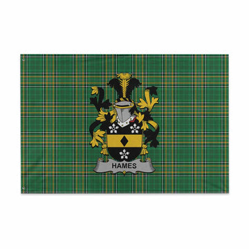 Hames Irish Clan Tartan House Flag with Coat of Arms