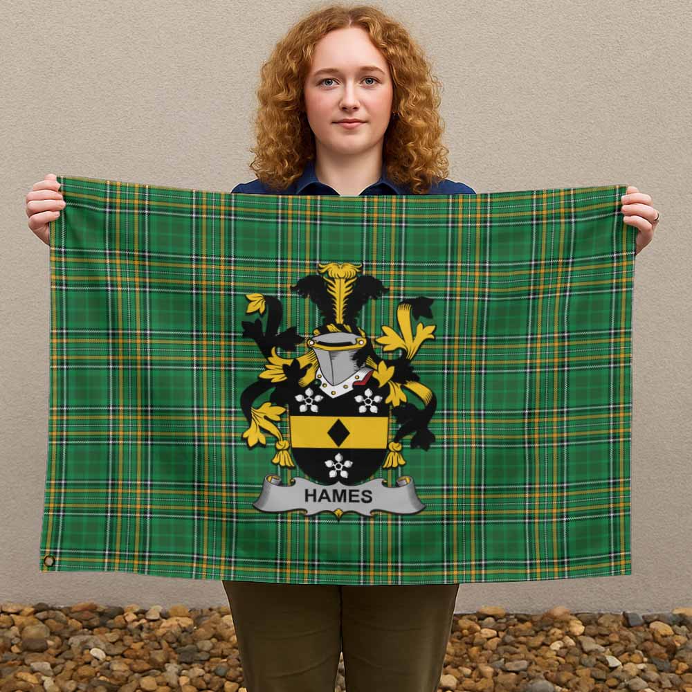 Tartan Vibes Clothing Hames Irish Clan Tartan House Flag with Coat of Arms