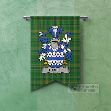 Hamill Irish Clan Tartan Gonfalon, Tartan Banner with Coat of Arms