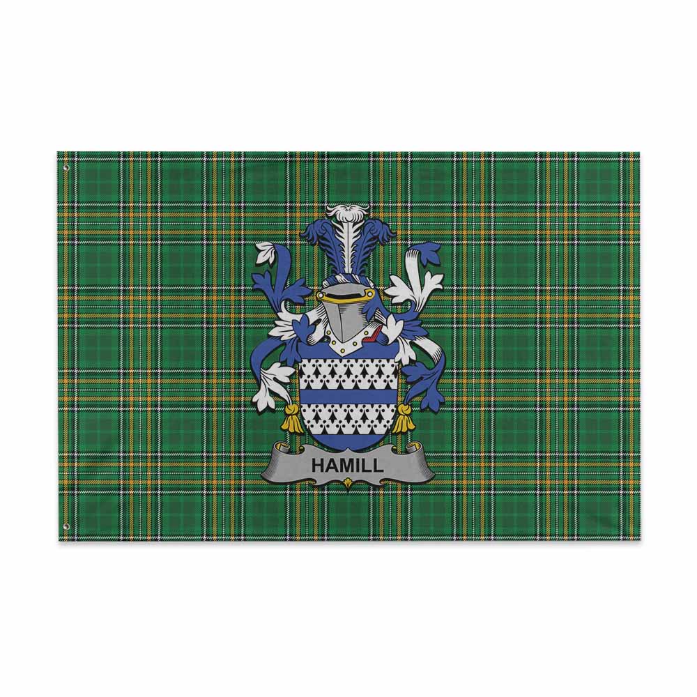 Tartan Vibes Clothing Hamill Irish Clan Tartan House Flag with Coat of Arms