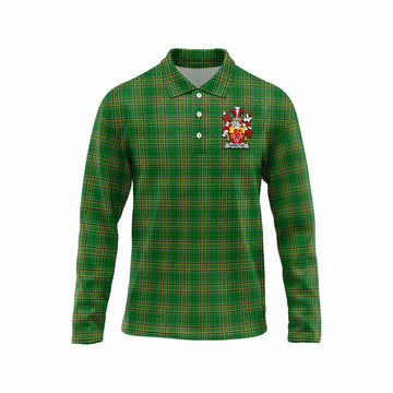 Hamilton Irish Clan Tartan Long Sleeve Polo Shirt with Coat of Arms