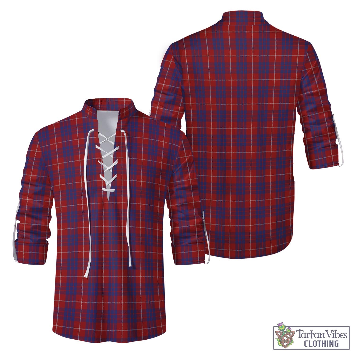 Tartan Vibes Clothing Hamilton Tartan Men's Scottish Traditional Jacobite Ghillie Kilt Shirt