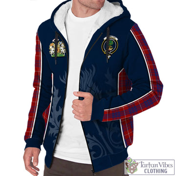 Hamilton Tartan Sherpa Hoodie with Family Crest and Scottish Thistle Vibes Sport Style