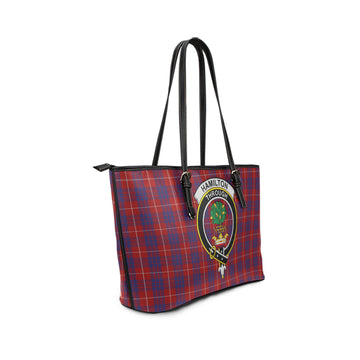 Hamilton Tartan Leather Tote Bag with Family Crest