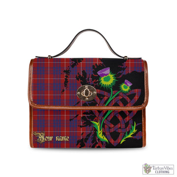 Hamilton Tartan Waterproof Canvas Bag with Scotland Map and Thistle Celtic Accents