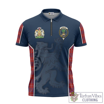 Hamilton Tartan Zipper Polo Shirt with Family Crest and Lion Rampant Vibes Sport Style