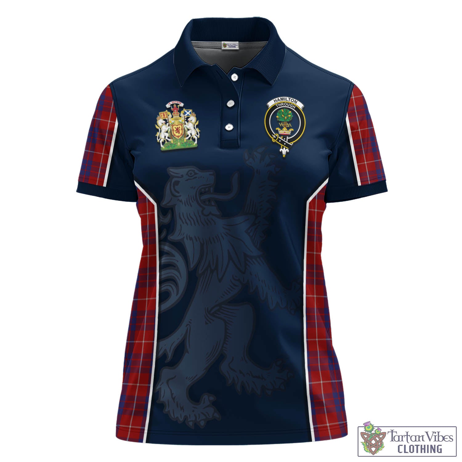 Tartan Vibes Clothing Hamilton Tartan Women's Polo Shirt with Family Crest and Lion Rampant Vibes Sport Style