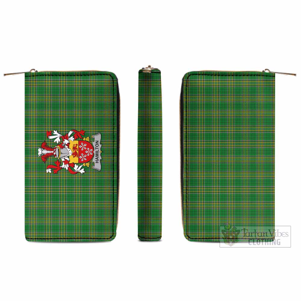 Tartan Vibes Clothing Hamilton Irish Clan Tartan Women's Leather Wallet with Coat of Arms