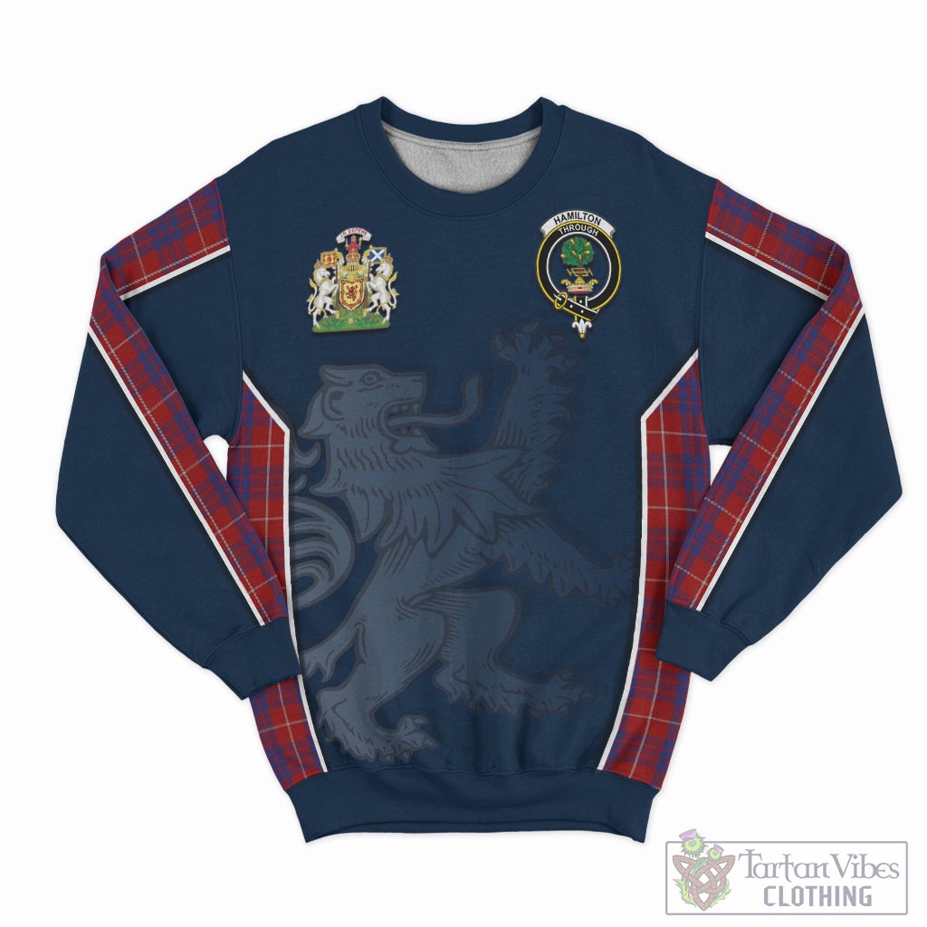 Tartan Vibes Clothing Hamilton Tartan Sweater with Family Crest and Lion Rampant Vibes Sport Style